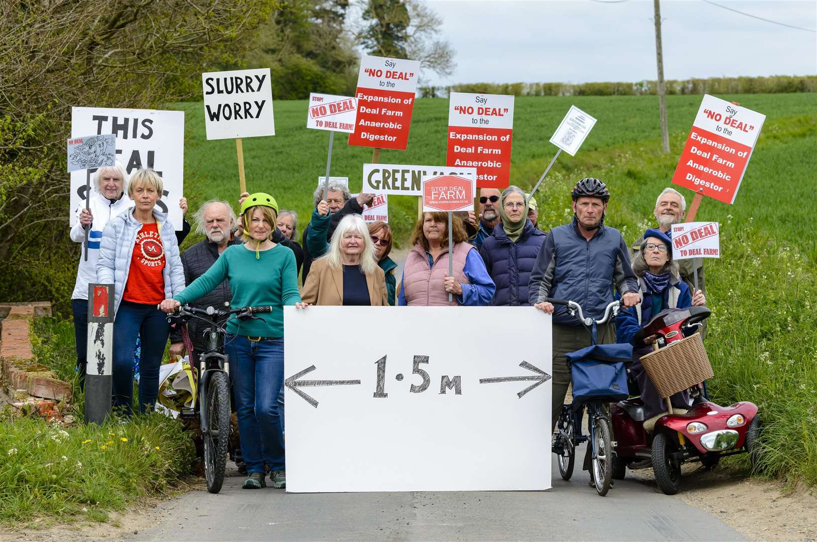 Last month residents staged a protest in Kenninghall against recent changes to the planning application. Picture: Mark Bullimore Photography 2022.