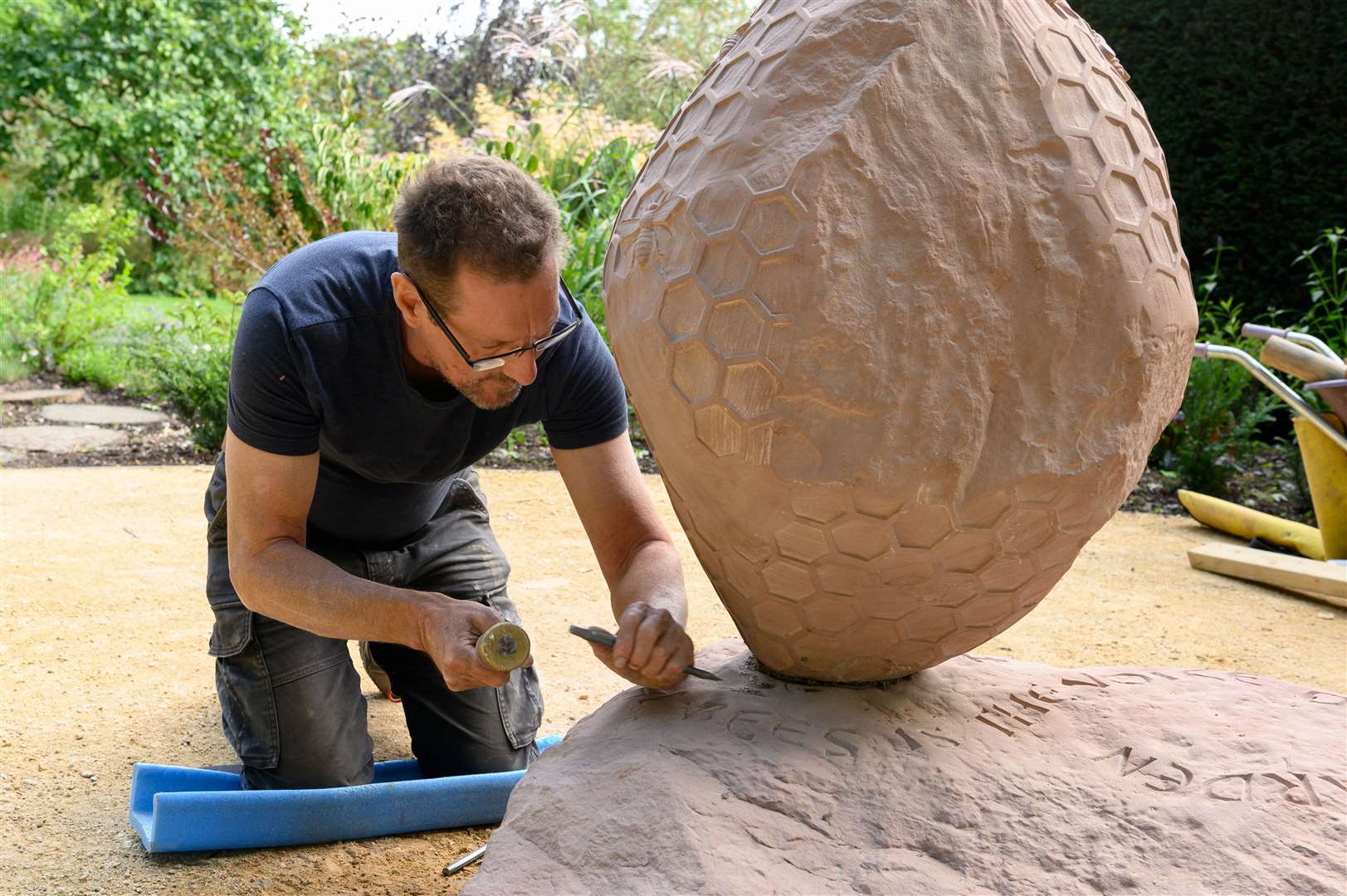 Dan Meek with his sculpture ‘A Fine Balance’. Picture submitted