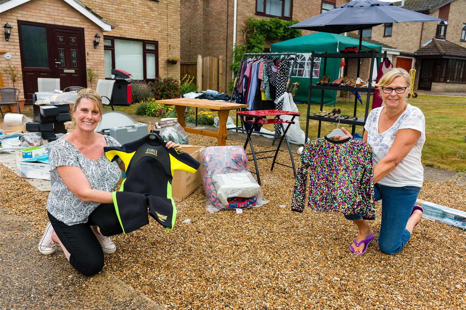 Harleston, Norfolk, 15/08/2020..Harleston Yard Sale - Big yard sale, involving numerous a number of homes around Harleston - Debbie Baugh and Wendy Webb...Picture: MARK BULLIMORE PHOTOGRAPHY. (40576487)