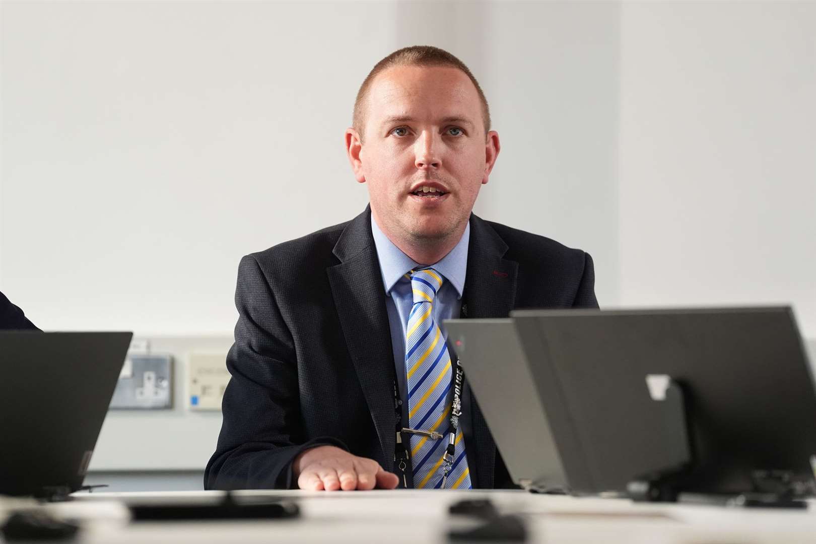 Detective Superintendent Lewis Basford at a briefing related to the investigation (Lucy North/PA)
