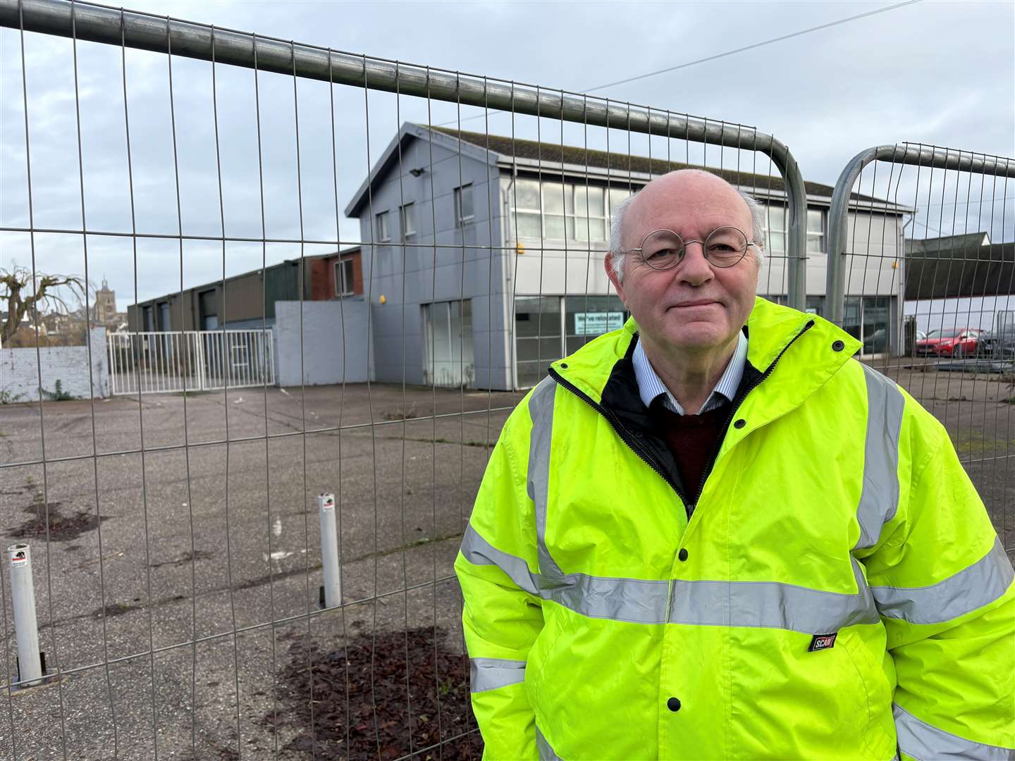 South Norfolk councillor Keith Kiddie outside the former John Grose site in Diss. Picture: South Norfolk Council