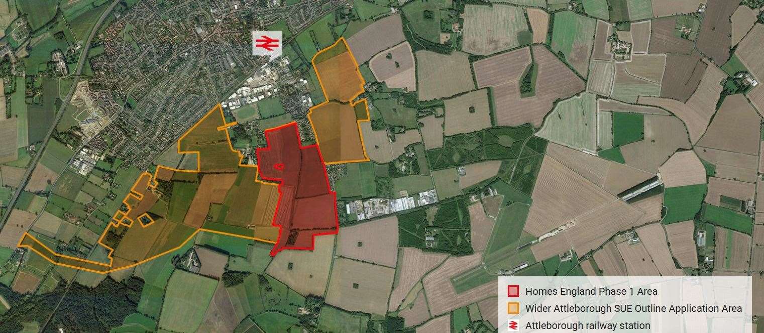 The Attleborough SUE could see 4,000 new homes for the town. Picture: Homes England