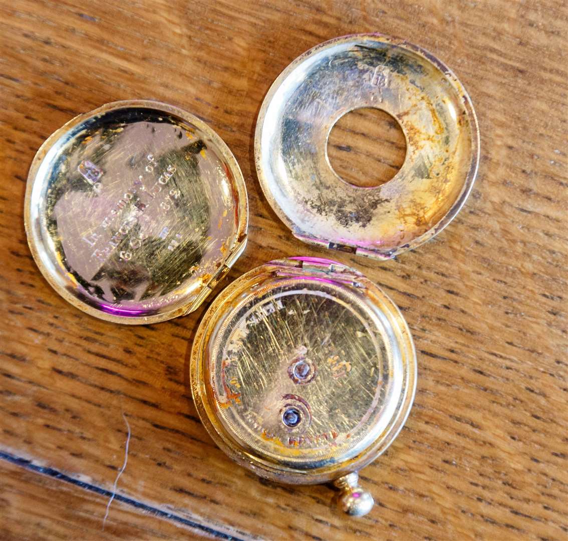 The inscription on the gold Victorian pocket watch. Picture submitted