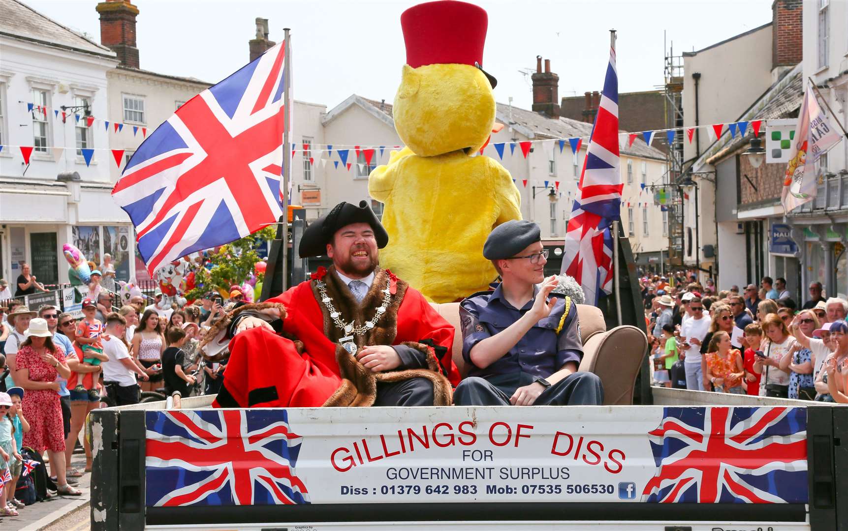 Diss Town Mayor Keiron Murphy also joined the parade. Pictures: Gary Donnison