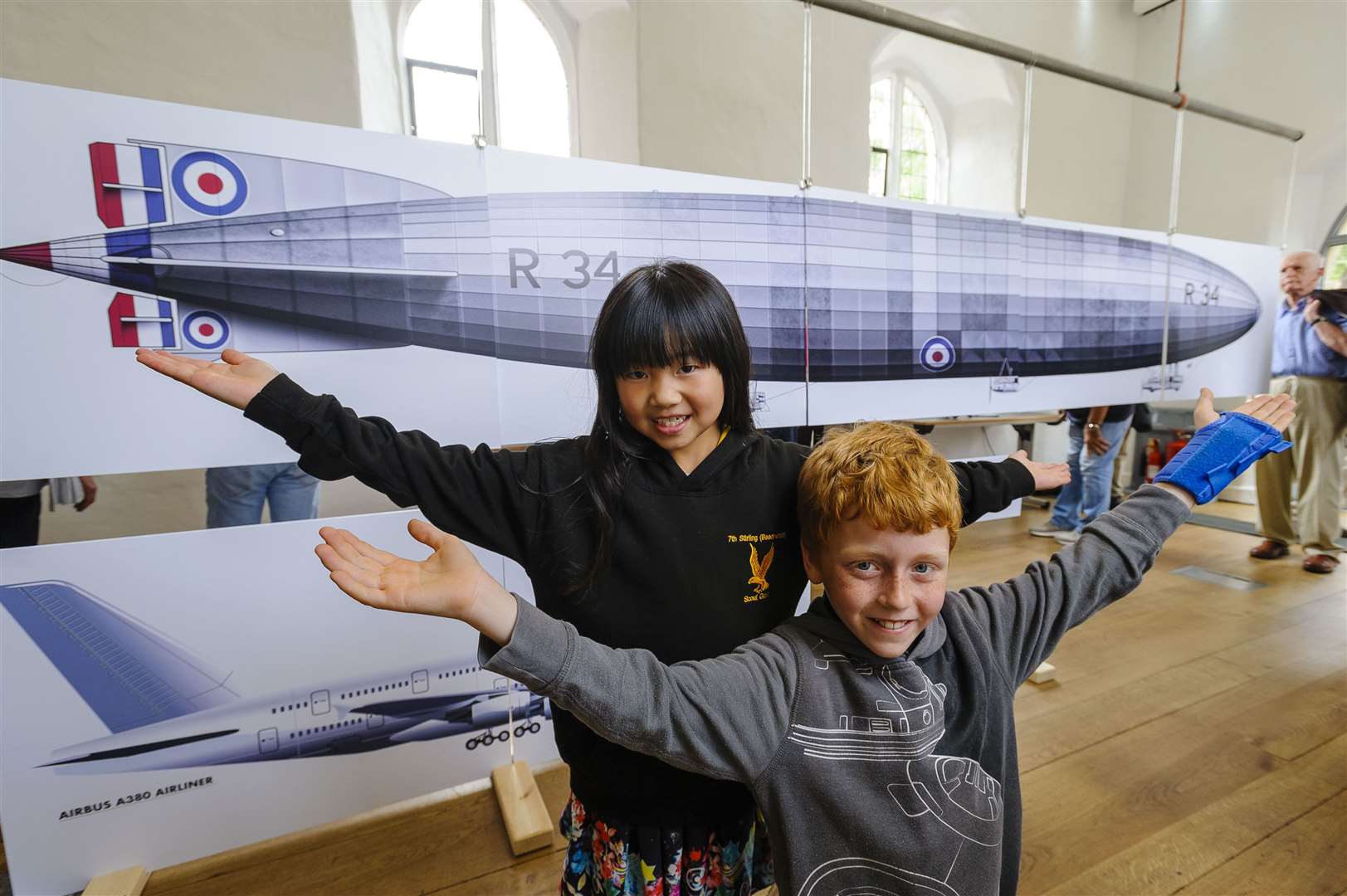Lily Mathieson and Freddie Gent, great-great grandson of William Gent, who was flight sergeant of the R34, Pictured at the Pennoyer Centre. Photo by Mark Bullimore Photography