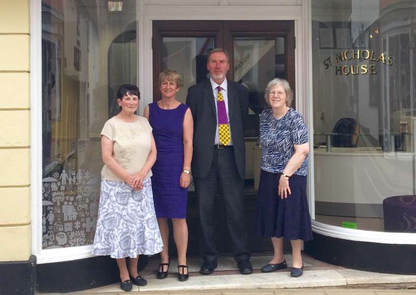 Steeles Law Solicitors in Diss celebrates a major milestone for three of its staff. From left to right: Janet Ransome, Karen Bacon, Stephen Drake and Janet Calver.