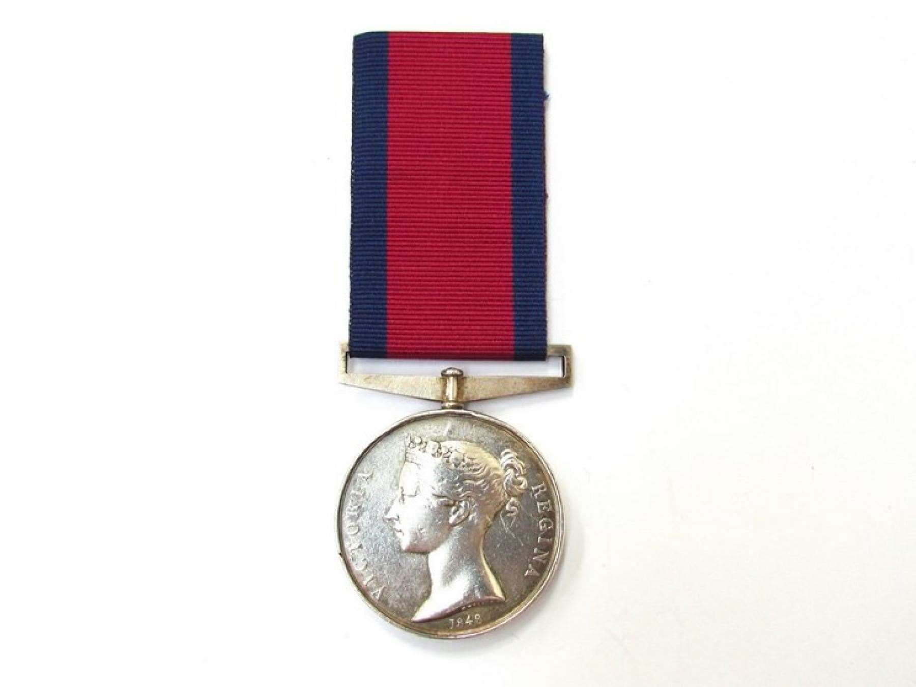 A Military General Service Medal (1847 GSM) for the Napoleonic Wars 1793-1814. Named to John Matthews 27th Foot. Later suspension.