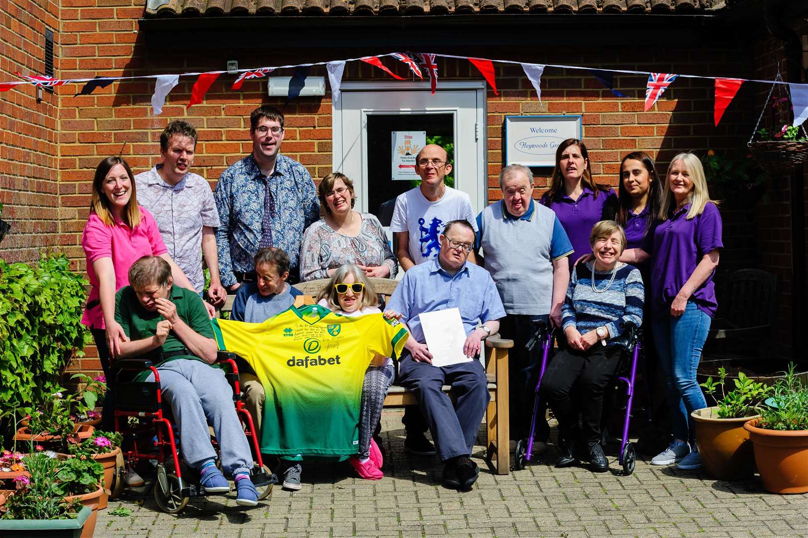 The shirt, along with the personalised message from Smith, have gone up on the wall Heywoods Grange Care Home.