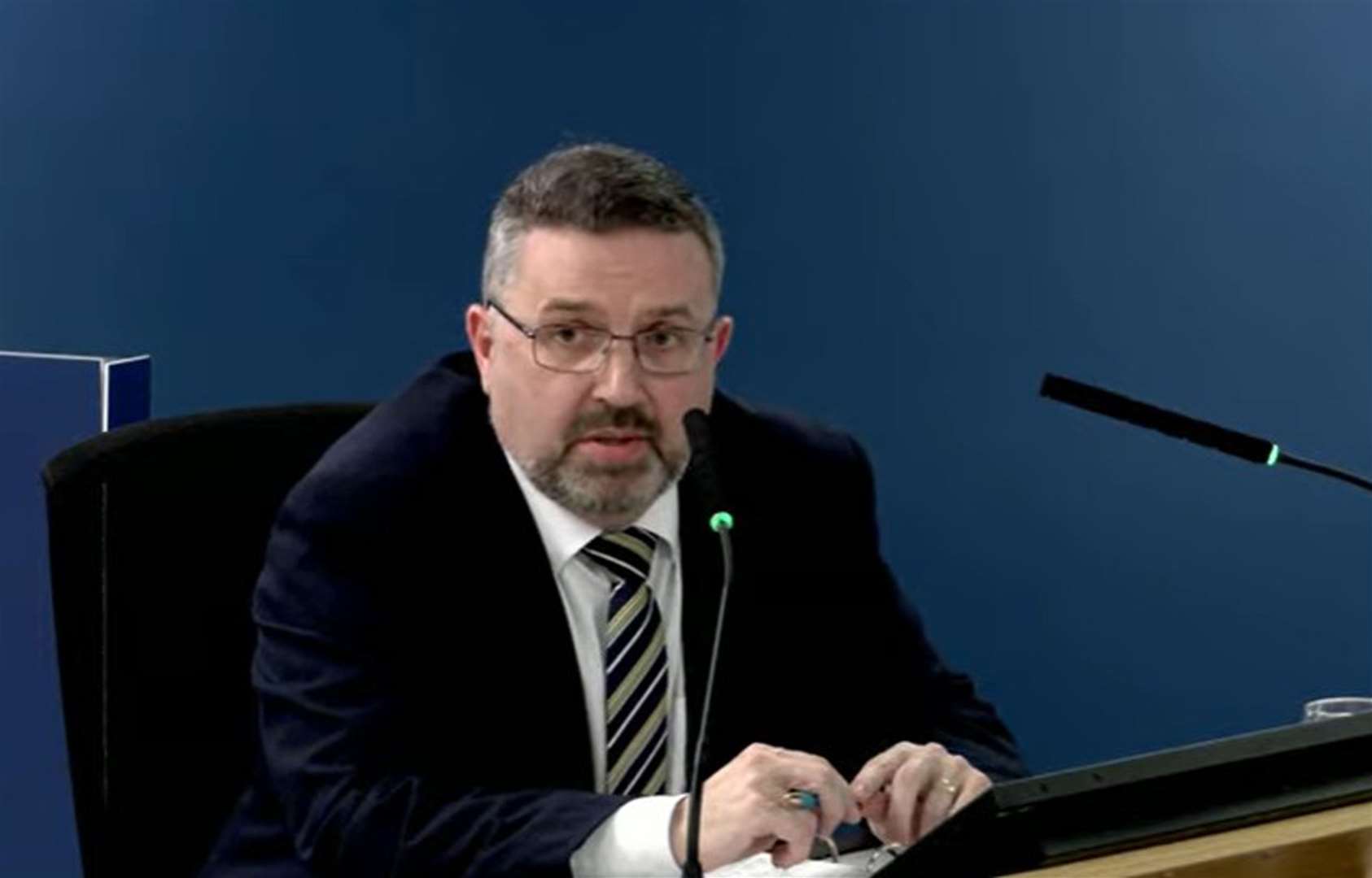 Former Northern Ireland health minister Robin Swann giving evidence for module 7 to the UK Covid-19 Inquiry in London (UK Covid-19 Inquiry/PA)