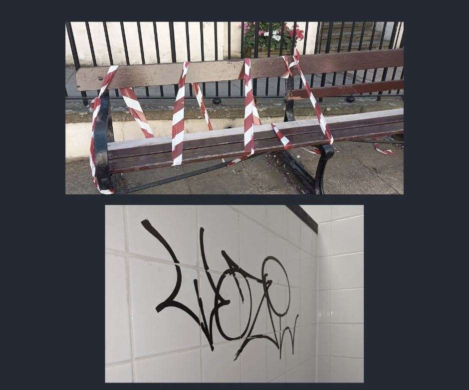 Some of the damage caused by Vandals in Diss. Picture: Diss Town Council