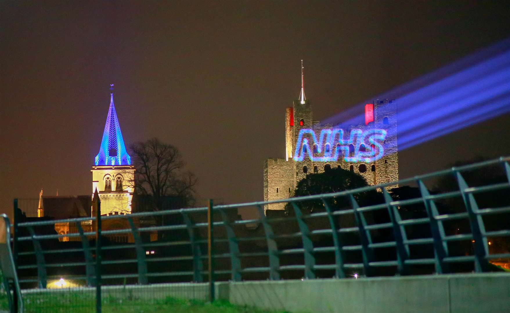 The NHS logo was beamed onto the side of landmarks around the UK to support NHS workers during coronavirus