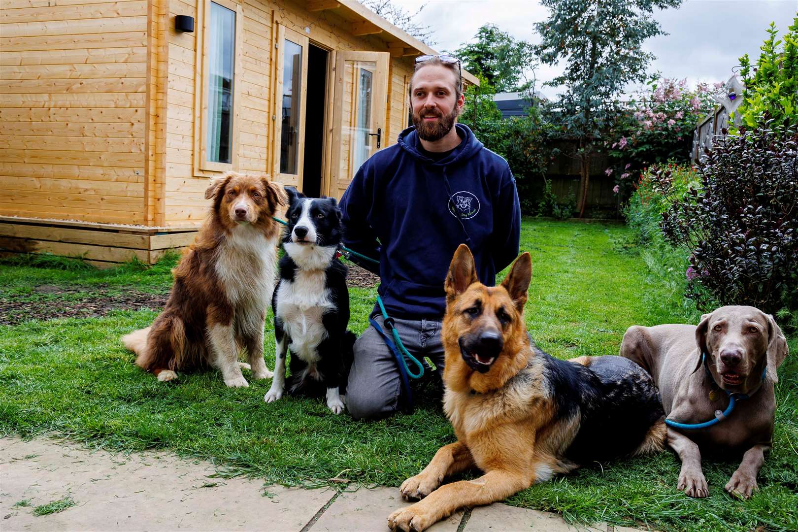 Sam with Simba, Trigger, Rü and Duke. Picture: Mark Bullimore