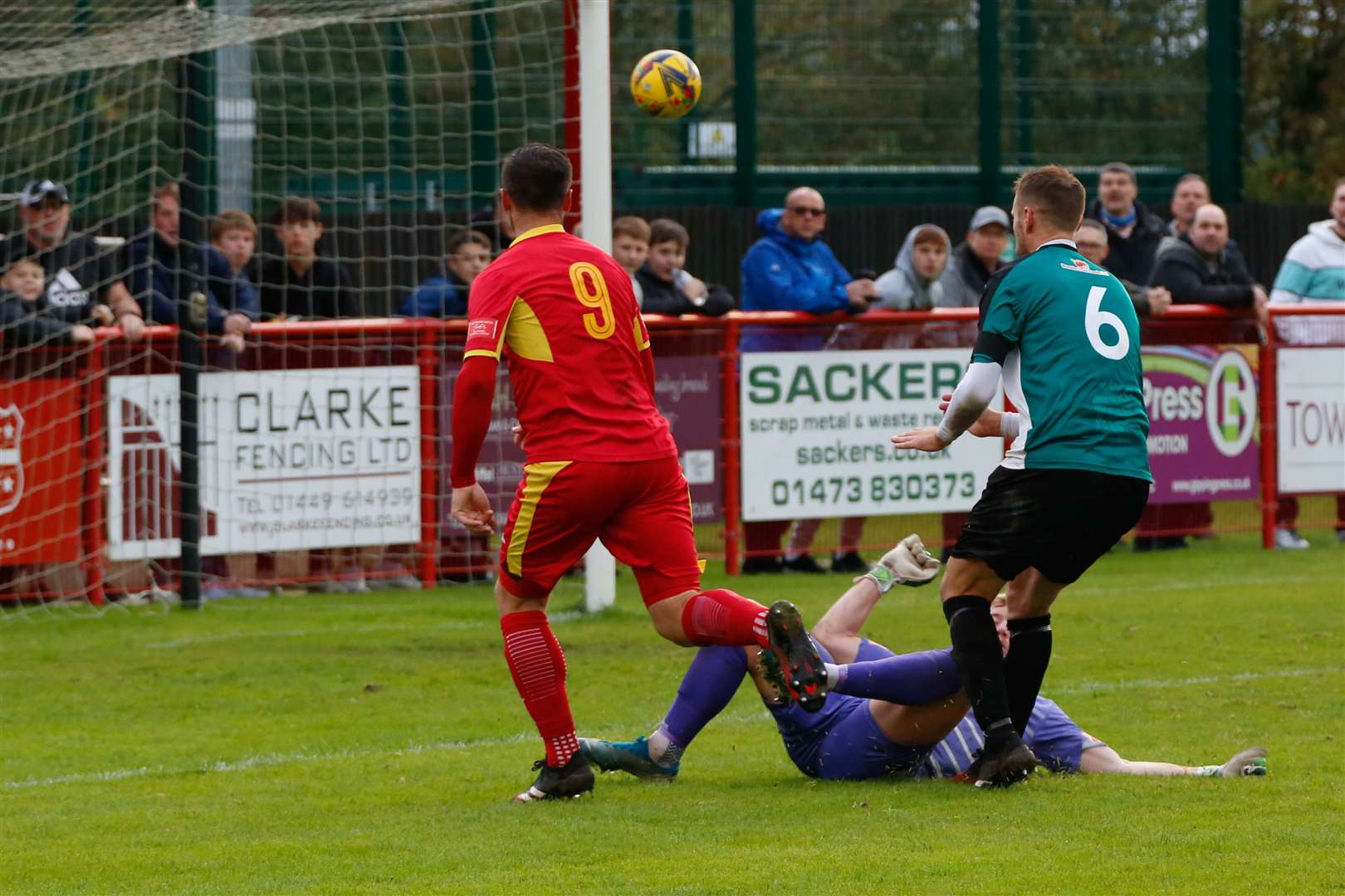 Billy Hunt scores for Needham Market against Bromsgrove Sporting Picture: Terry Hunt (42743468)