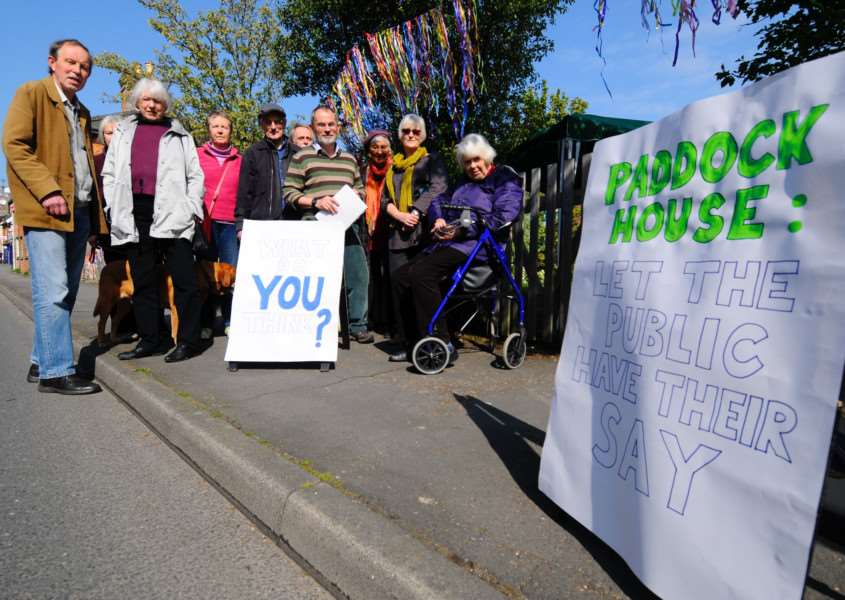 Eye, Suffolk. Mid Suffolk District Council has purchased the former Paddock House care home site. A number of residents gather on Saturday, as they are fearful there will not be any consultation with the council. ''Picture: MARK BULLIMORE