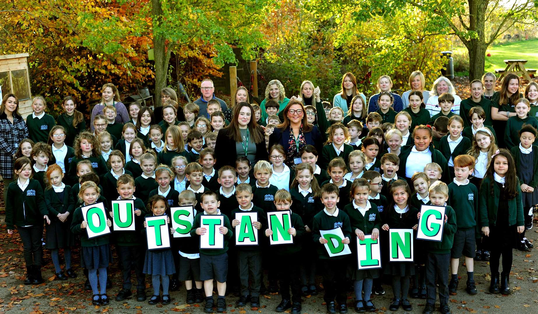 Wortham Primary School celebrates its outstanding Ofsted report. Picture: Andy Abbott