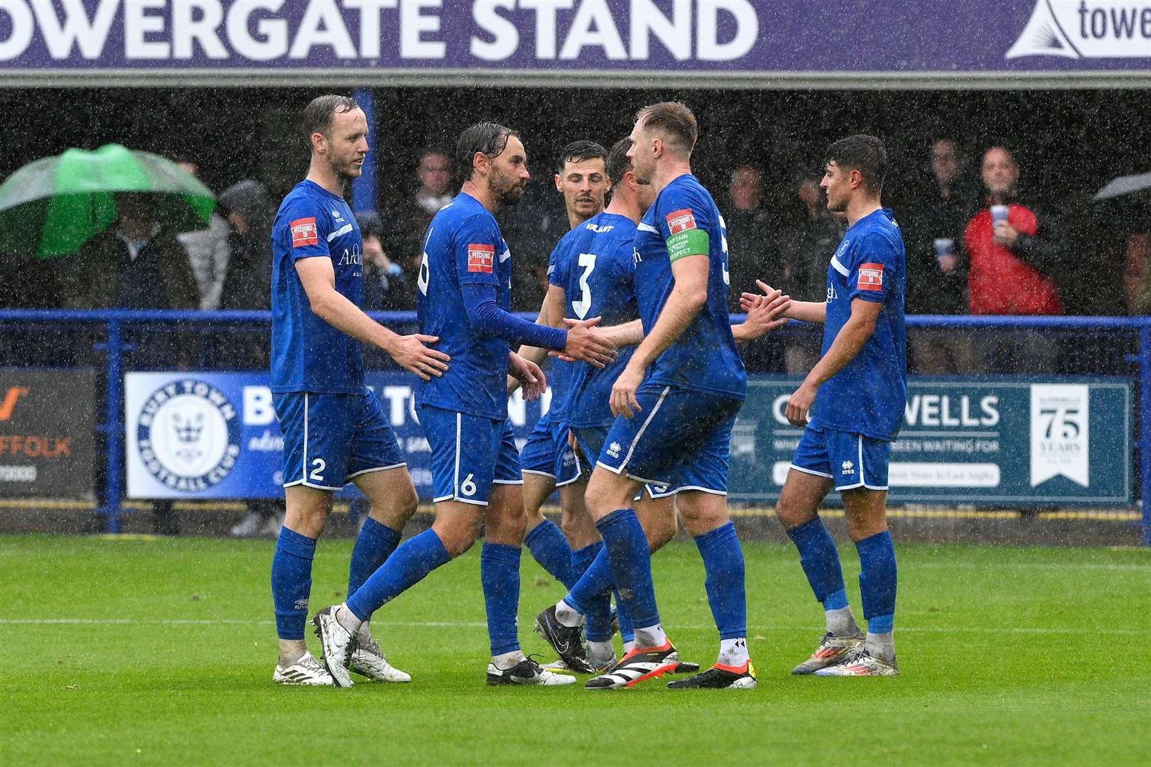 Bury Town players celebrate. Picture: Mecha Morton