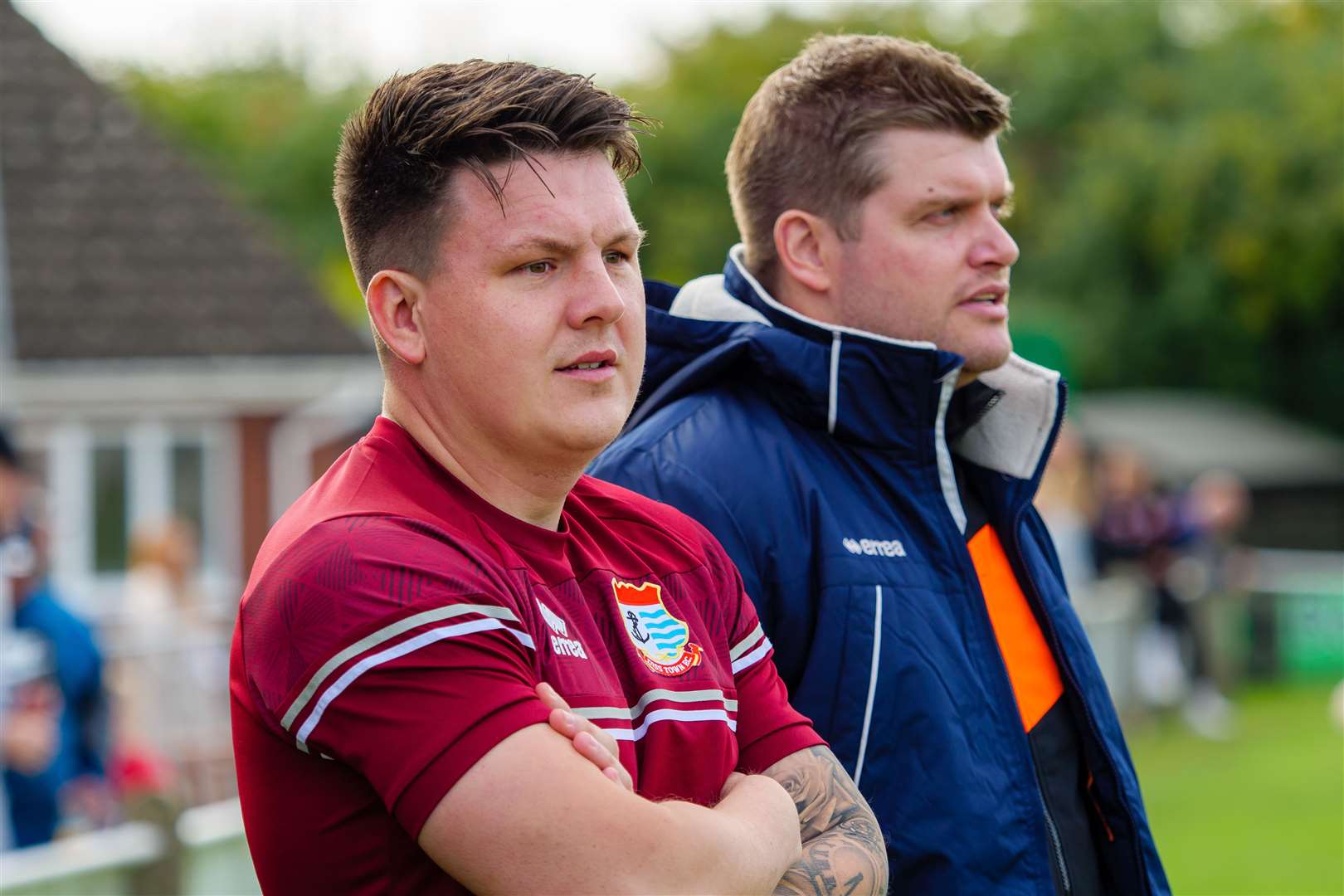 Diss Town managers Mark Sutcliffe and Matt Coote are overseeing their first pre-season in charge. Picture: Mark Bullimore