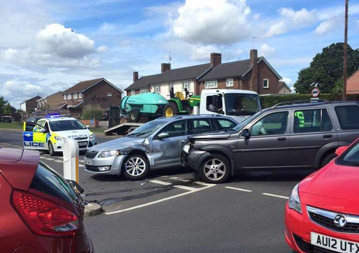 Car accident on the A1066 in Diss. Photo: Fair Green Fish Bar ANL-150825-122905001
