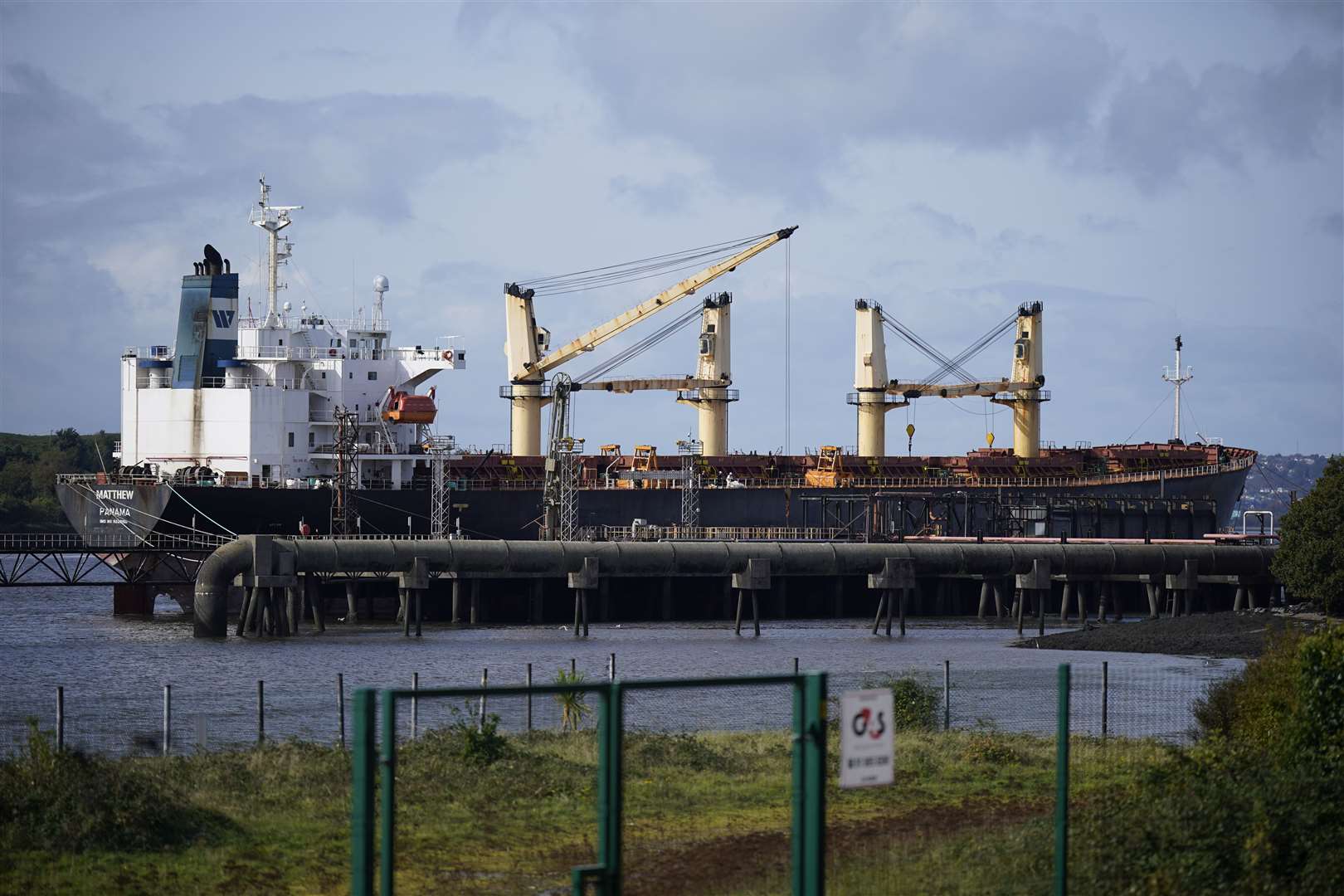 A general view of the MV Matthew cargo ship at Marino Point in Co Cork (Niall Carson/PA)