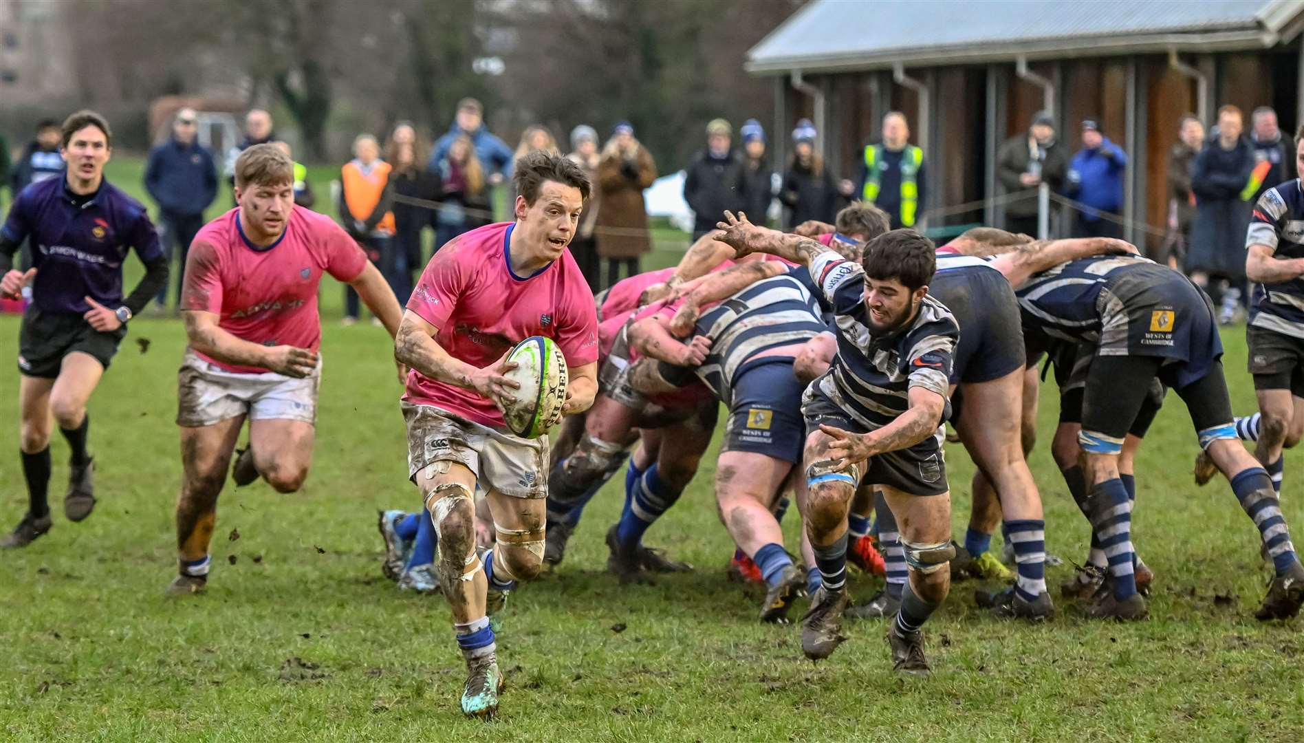 George West bursts through for Diss at Cantabrigian on Saturday Picture: Keith Heppell