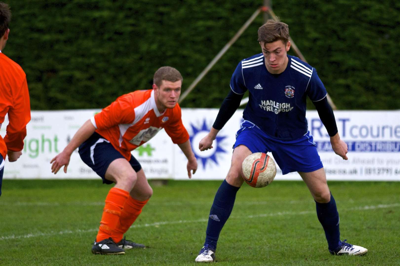 Diss, Norfolk. Football action from Diss Town FC vs Hadleigh United - Aarron Taylor. (12707201)