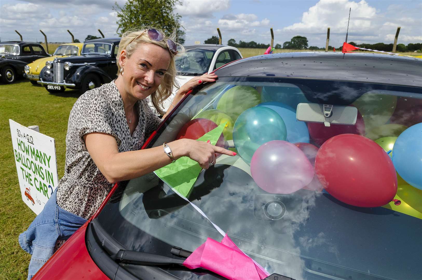 Amanda Fox counts balloons Picture: Mark Bullimore