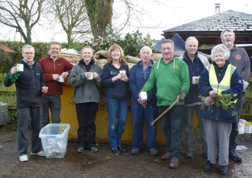 A working parrt of volunteers ready to restore the Cross Keys pub in Redgrave. Submitted picture.