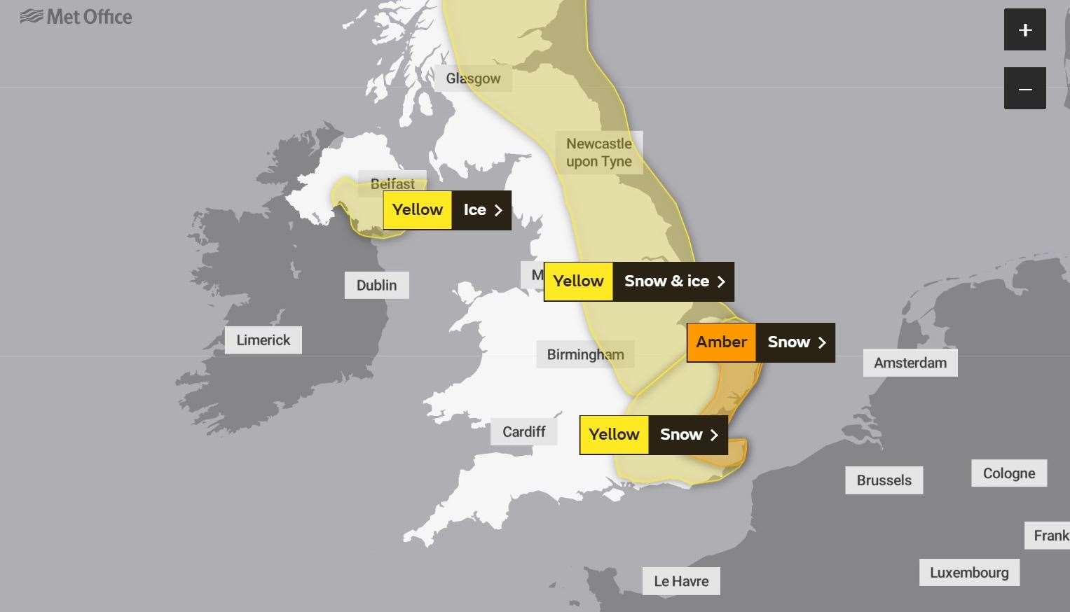 The Met Office issued weather warnings for the East of England this weekend.
