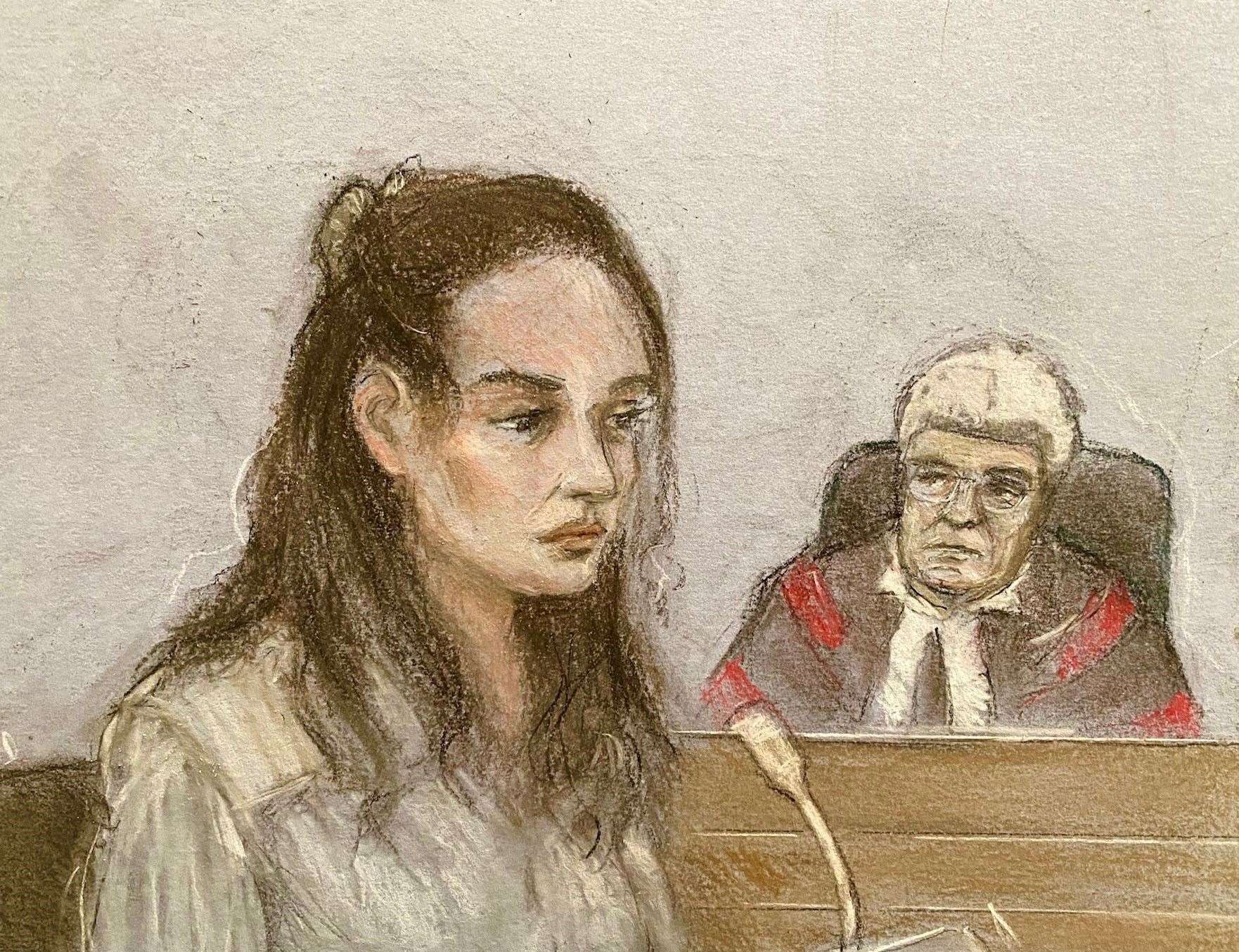 A court artist sketch of Constance Marten appearing at the Old Bailey (Elizabeth Cook/PA)