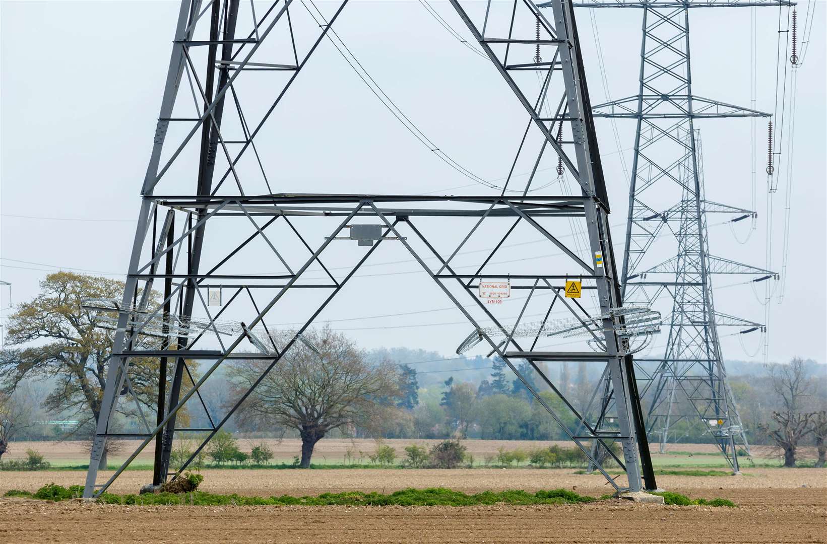 Brome, Suffolk, 22/04/2023Transmission towers otherwise know as electricity pylons between Brome/ and Stuston. Picture: Mark Bullimore Photography 2023