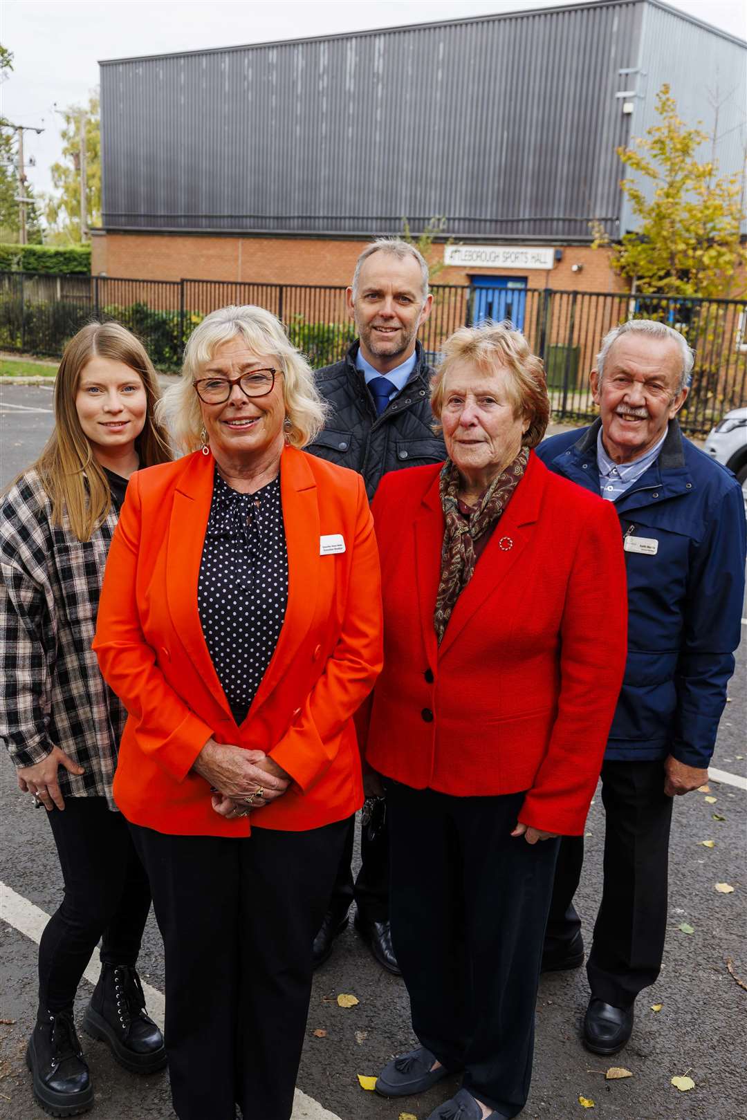 District councillors Taila Taylor, Alison Webb, Tristan Ashby, Vera Dale and Keith Martin outside the sports centre. Picture: Mark Bullimore