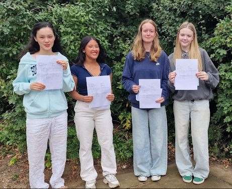 Some of the students from Hartismere School in Eye with their results. Picture Submitted