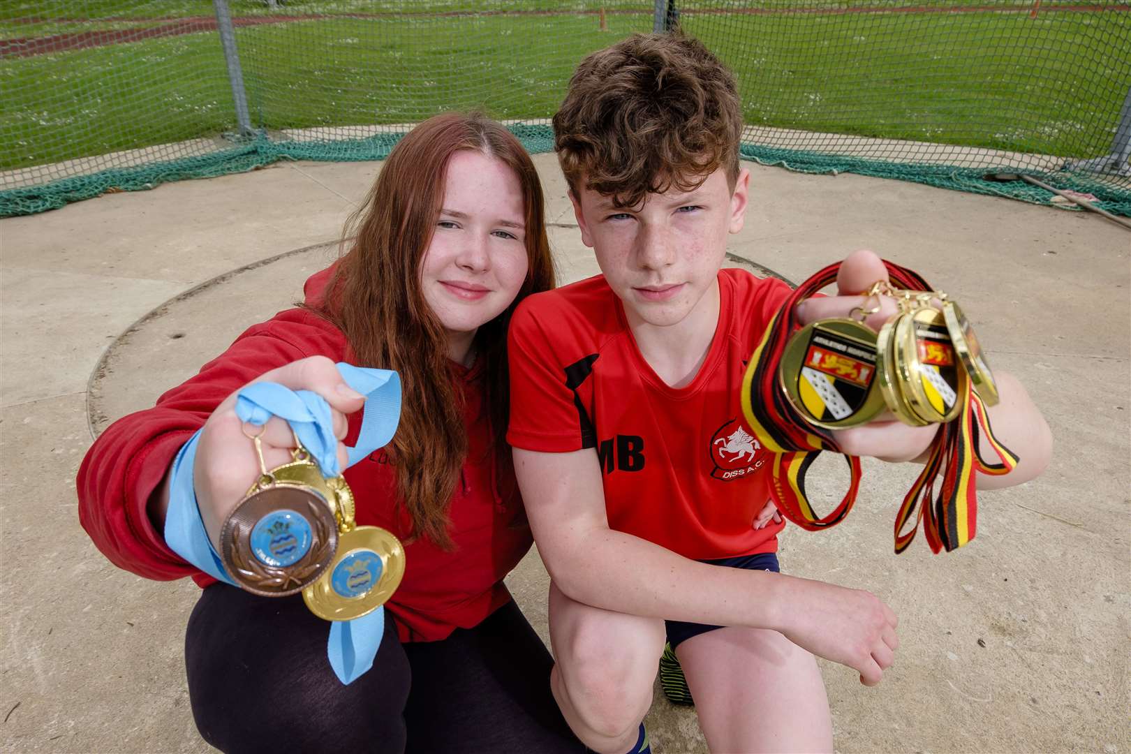 Luella and Max Brooke with their seven medals between them won at county athletics championships...Picture: Mark Bullimore Photography. (11576314)