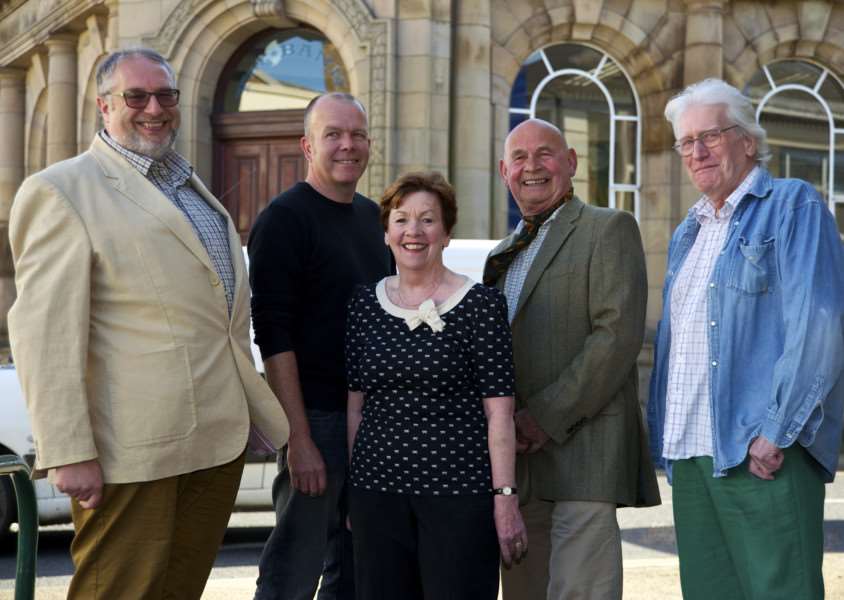 Eye, Suffolk. Members of the New Eye Theatre Company in 2014. Pictured from left is Tim Hall, Jak Quartermaine, Helen Fraser, Rob Johnson and John Gleeson ANL-140416-174546001