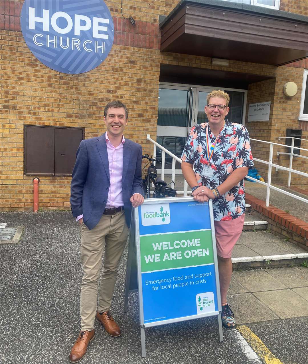 Adrian Ramsay with Matt Scade of Waveney Foodbank. Picture: Green Party
