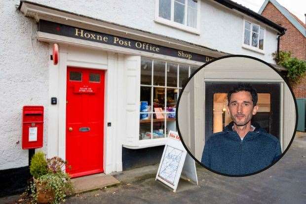 Hoxne Post Office and, inset, Mike Barton