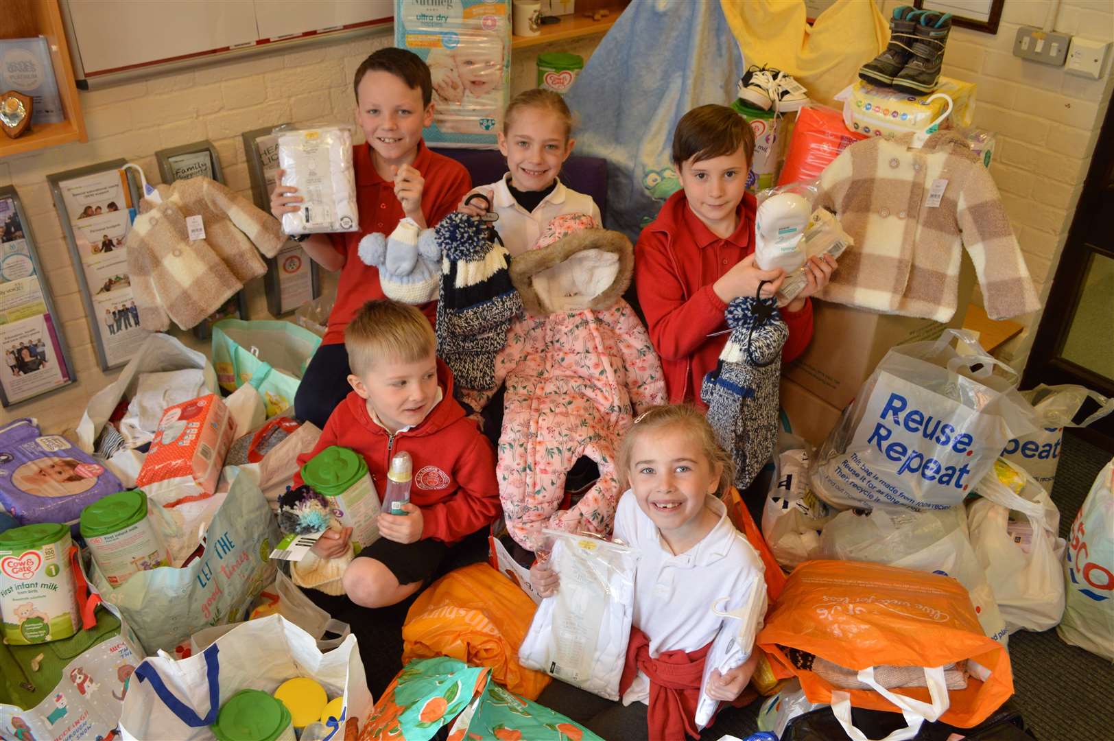 Pupils at All Saints Primary School with their donations. Picture: All Saints Primary (55384588)