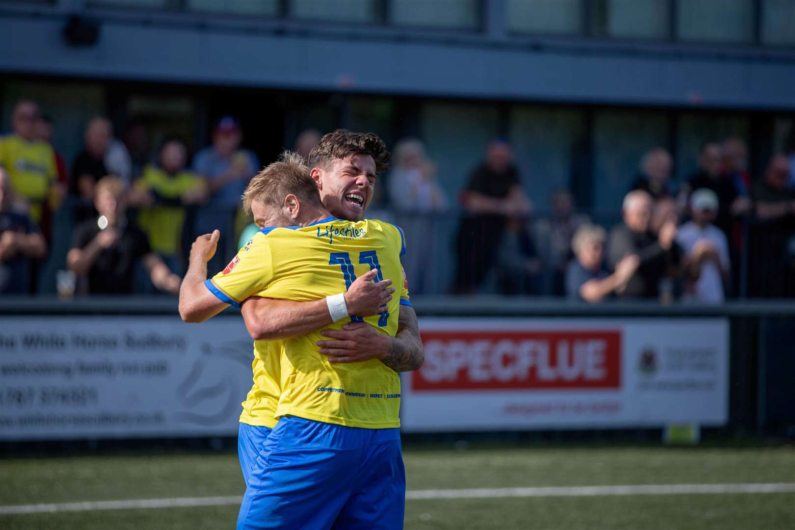 Callum Page and Joe Neal celebrate Sudbury's opener. Picture: Cameron Screech