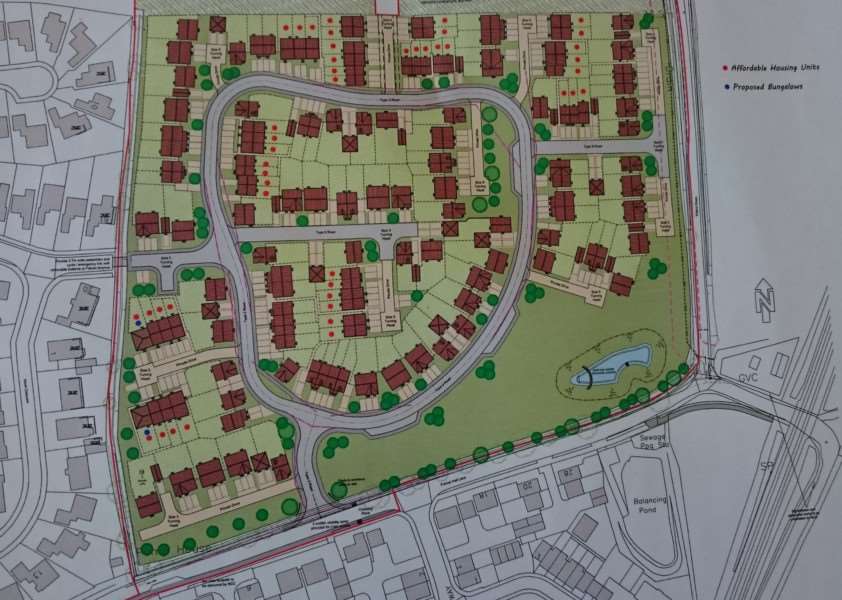 The new proposed layout for a 136 homes plan in Frenze Hall Lane, Diss. ANL-160706-143856001