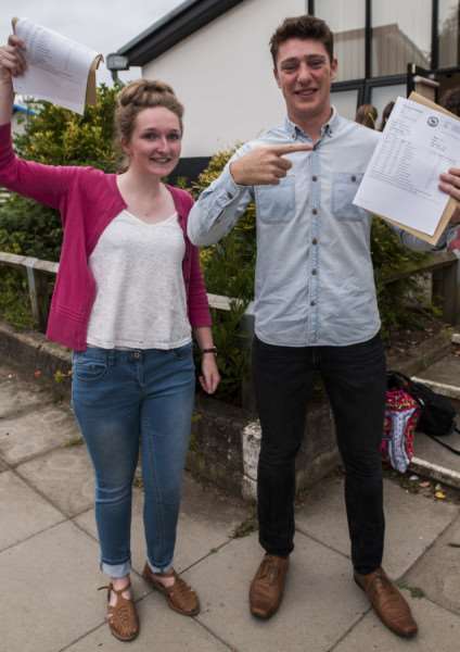 A level results at Hartismere High School, Eye. Emily Bix and James Copping with their results. ANL-150813-104955005