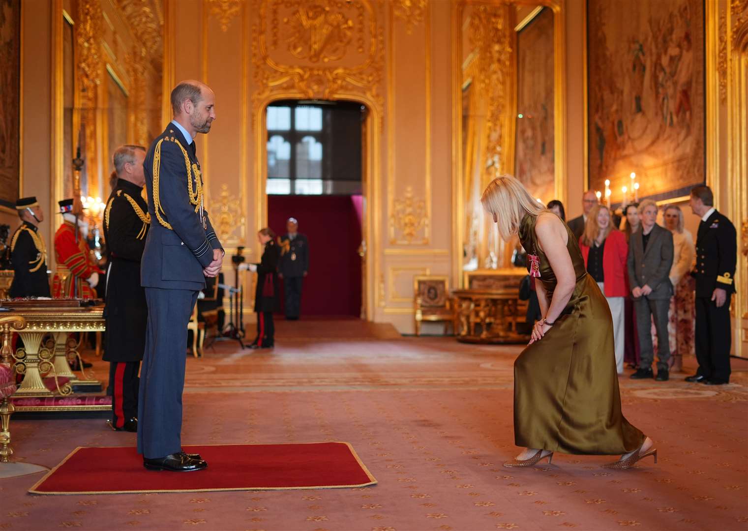 Ms Duff, right, was made an Officer of the Order of the British Empire for services to drama (Yui Mok/PA)