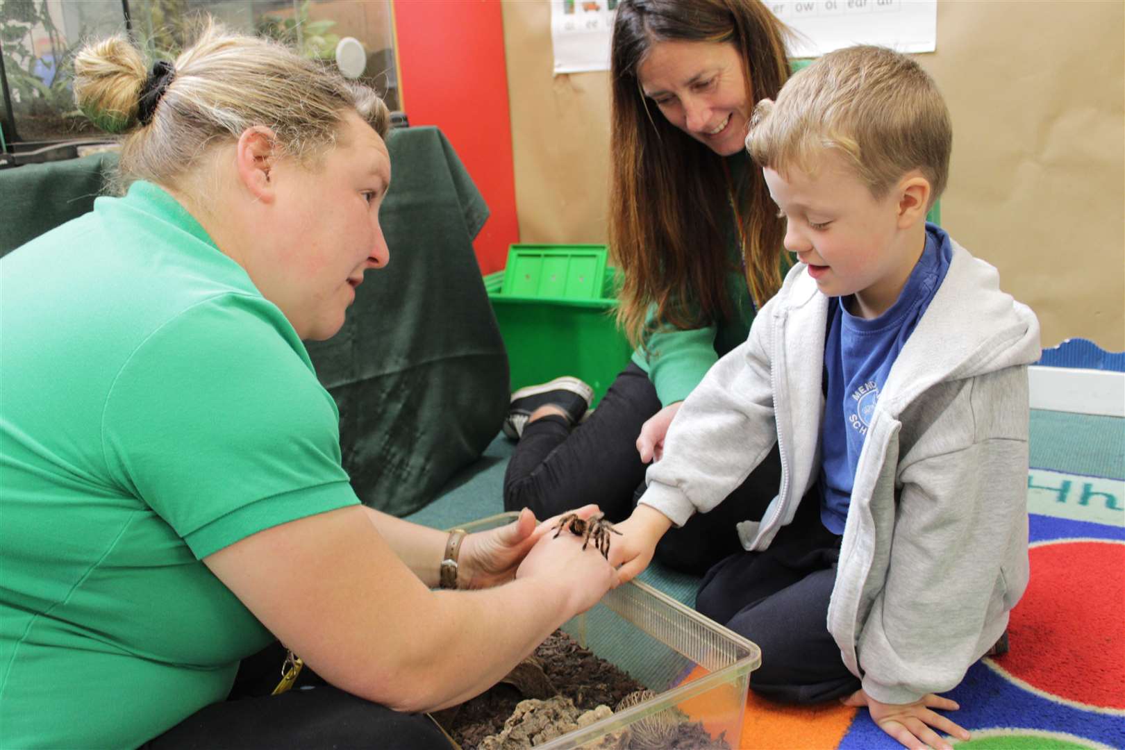 Pupils got the chance to meet Curly the tarantula. Picture: JMAT
