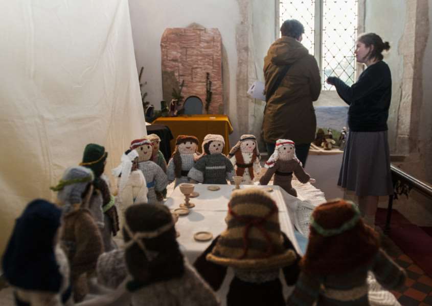 Jenny Vere and others have created over 50 bible scenes out of knitted figures and props to be displayed in St Nicholas Church, North Lopham.