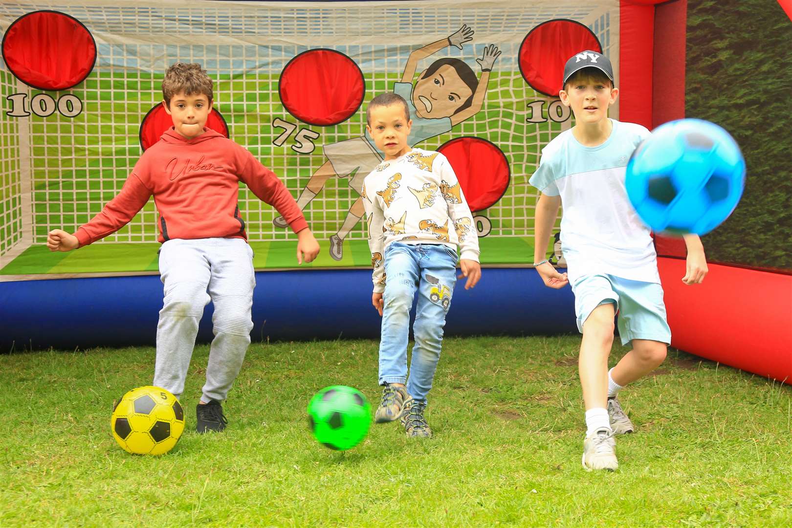 There was a football challenge going on as well on the playing field. Picture: Mark Bullimore