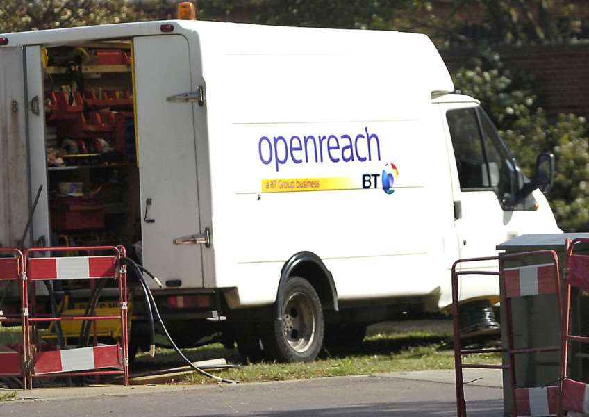 Stock image of an Openreach van doing work