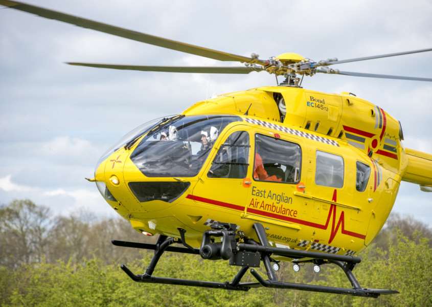East Anglian Air Ambulances EC145 T2 helicopter ANL-150210-141648001