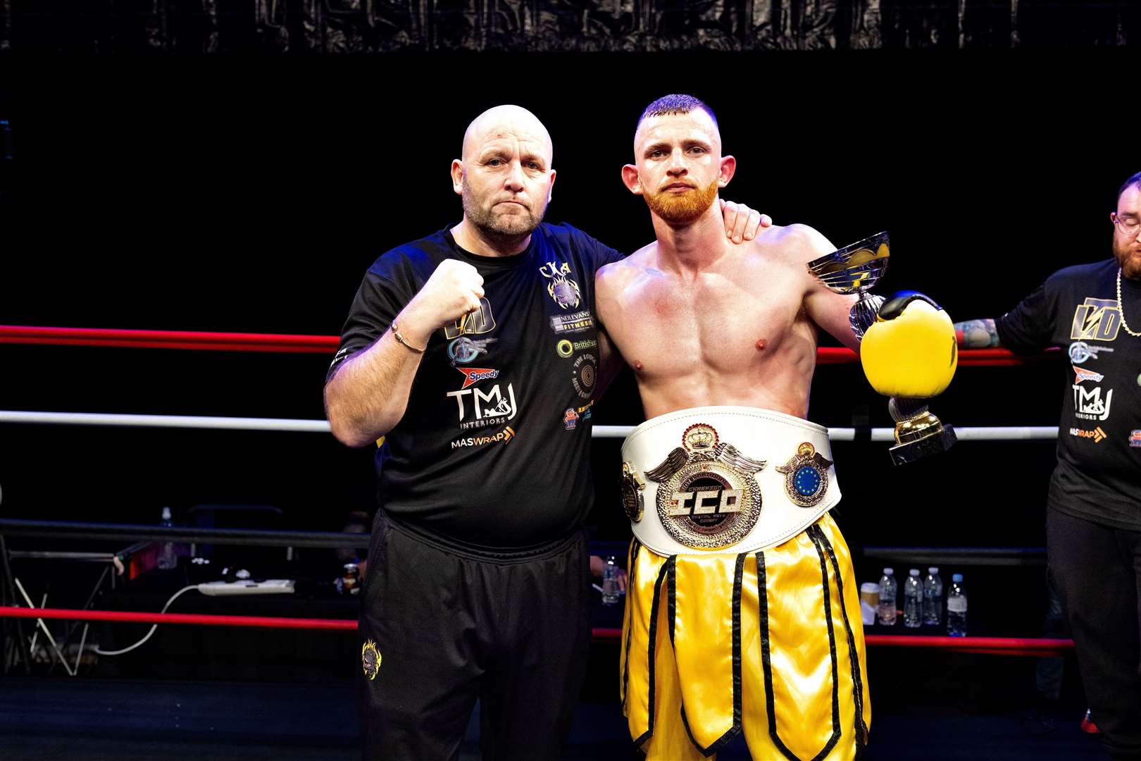 Leon Dunnett with his trophy after claiming the ICO European full-contact kickboxing title in Hastings Picture: Carl Denne