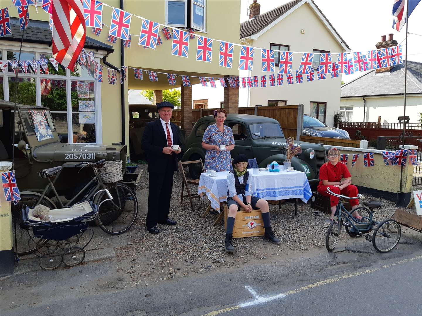 The Hines family had a 1944 Willis Jeep and an Austin 10 GS1 car on display.