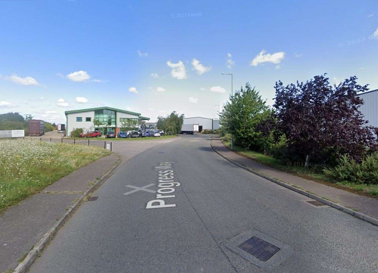 Plans for a battery box on a verge off Progress Way, on the Eye Airfield Industrial Estate, were approved by Mid Suffolk District Council on Friday. Picture: Google Maps