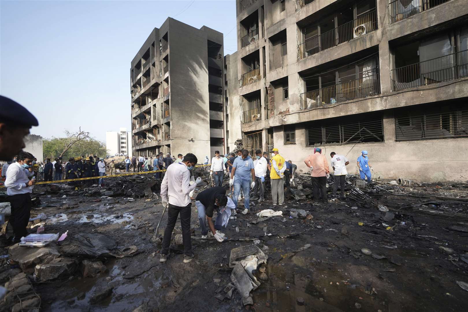 The plane hit a college in Ahmedabad (Ajit Solanki/AP)